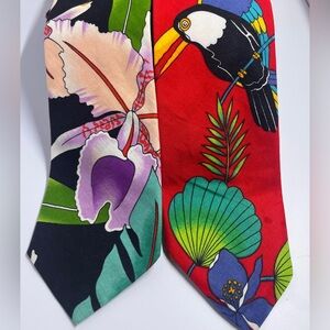 2 Men's Tropical Print Mai-Tie Neckties